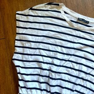 White and Black Striped Crop Top